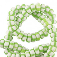 Polymeer kralen rondellen 7mm - White-spring green
